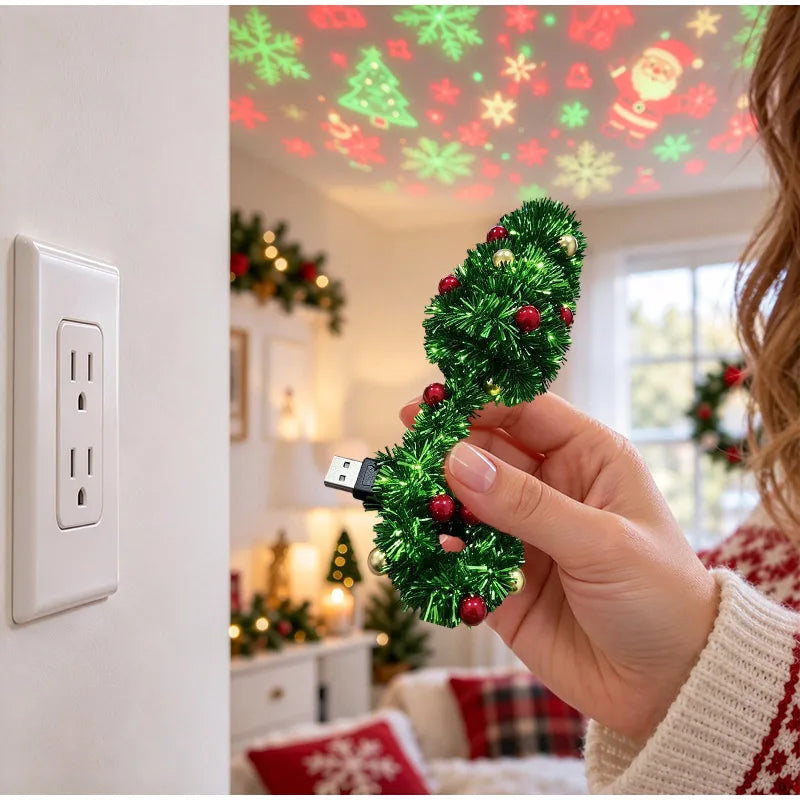 Proyector Navideño LED USB con 6 Patrones de Luz