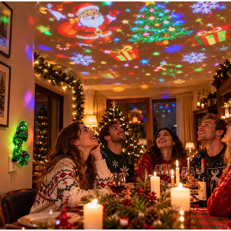 Proyector Navideño LED USB con 6 Patrones de Luz