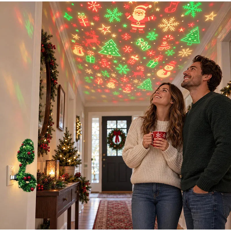 Proyector Navideño LED USB con 6 Patrones de Luz